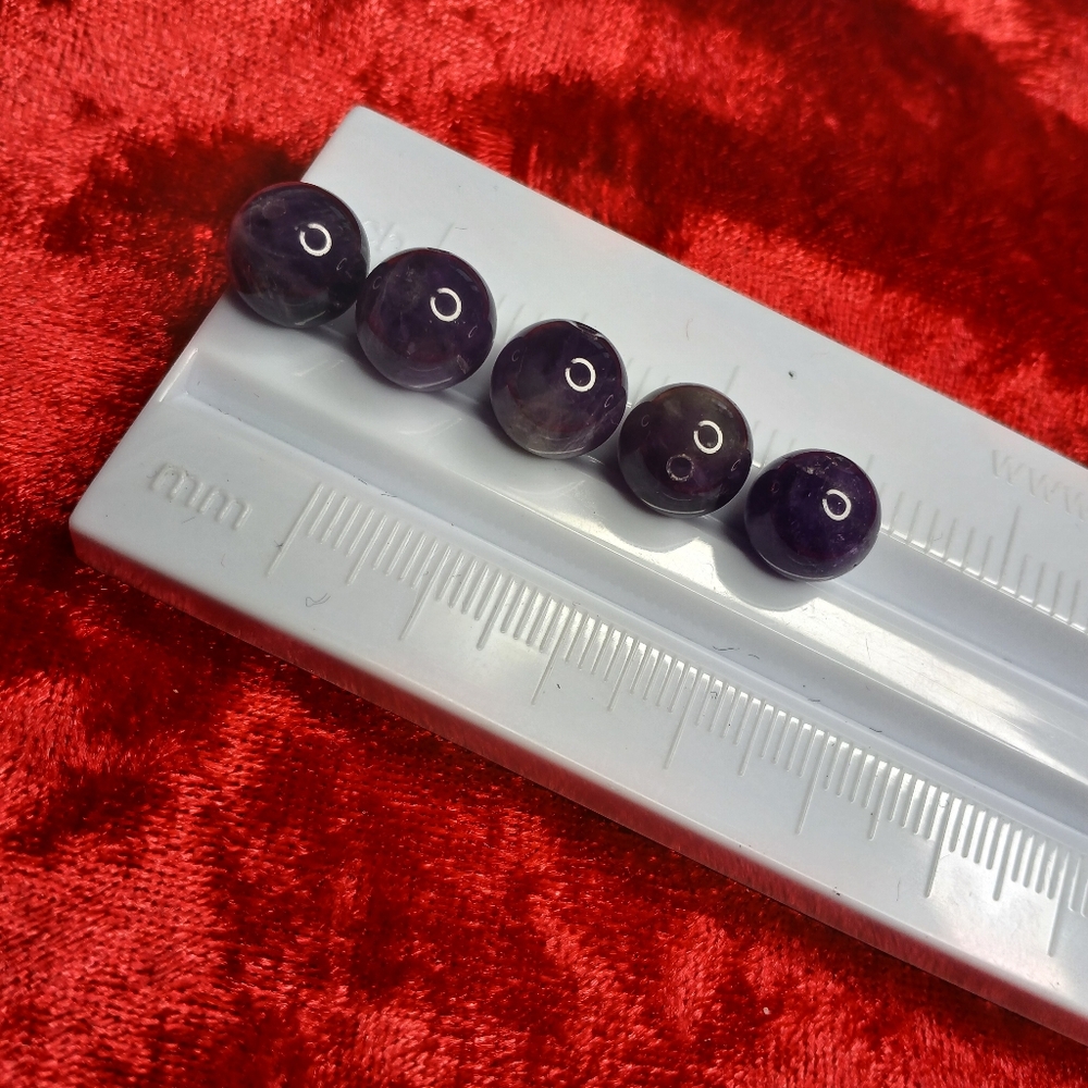 5 Purple Amethyst  Predrilled Beads 10mm